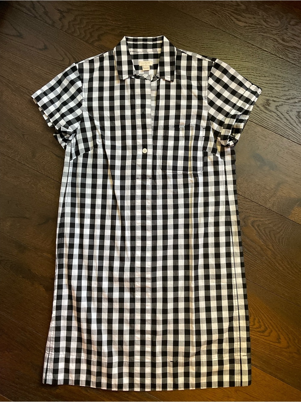 J. Crew Black & White Gingham Midi Shirt Dress  Small